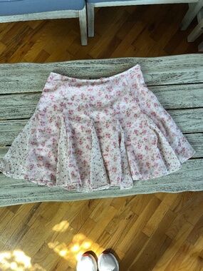 All in Favor - Godet - Inset Miniskirt - Pink Floral (S)